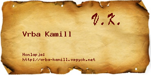 Vrba Kamill névjegykártya